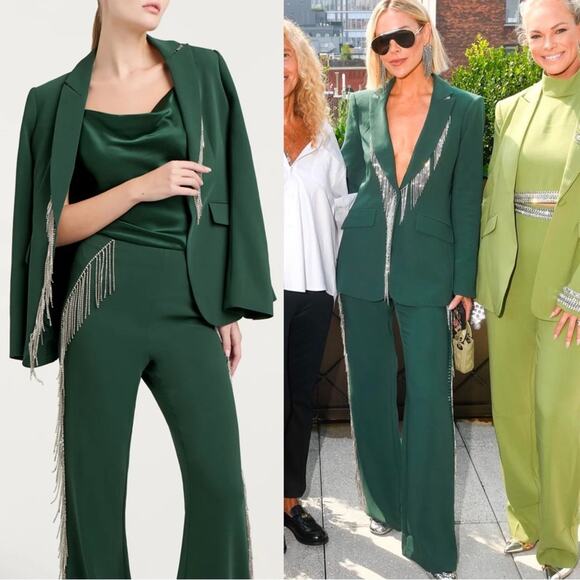 $595 Cinq à Sept Cheyenne Rhinestone Fringe Blazer - Picture 1 of 13